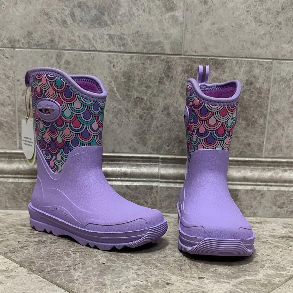 Western Chief Girls Waterproof Neoprene Traverse Boots NEW Lilac Mermaid Size 12